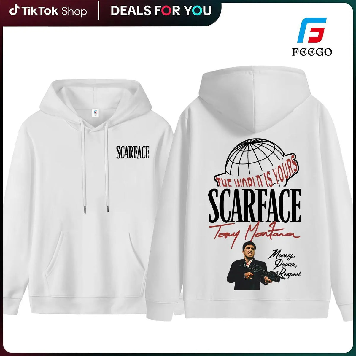 FEEGO Scarface Men's 2-Sided Graphic Tee - 100% Pure Cotton Shortsleeve Round Neck Top, The World is Yours Tony Montana Design, Men's Clothing for Movie Fans, Good Graphic Tees Streetwear Casual Gift for Him Menswear Tshirt - View 20