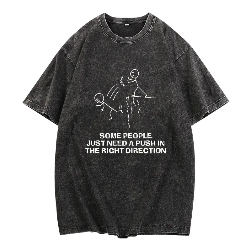 Some People Just Need A Push Funny Sarcastic Quotes Gift T-Shirts Funny Men's T-Shirts, Halloween, Thanksgiving, Christmas Gift, Suitable For Men, Women, Family And Friends, Black Casual Short-Sleeved Crew Neck T-Shirt - View 9