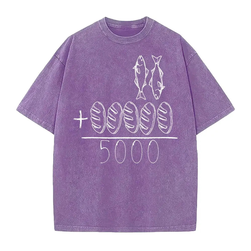 2 Fishes 5 Breads Jesus Feeds The 5000 Christian Bible Verses T-Shirt Knit Classic - View 14