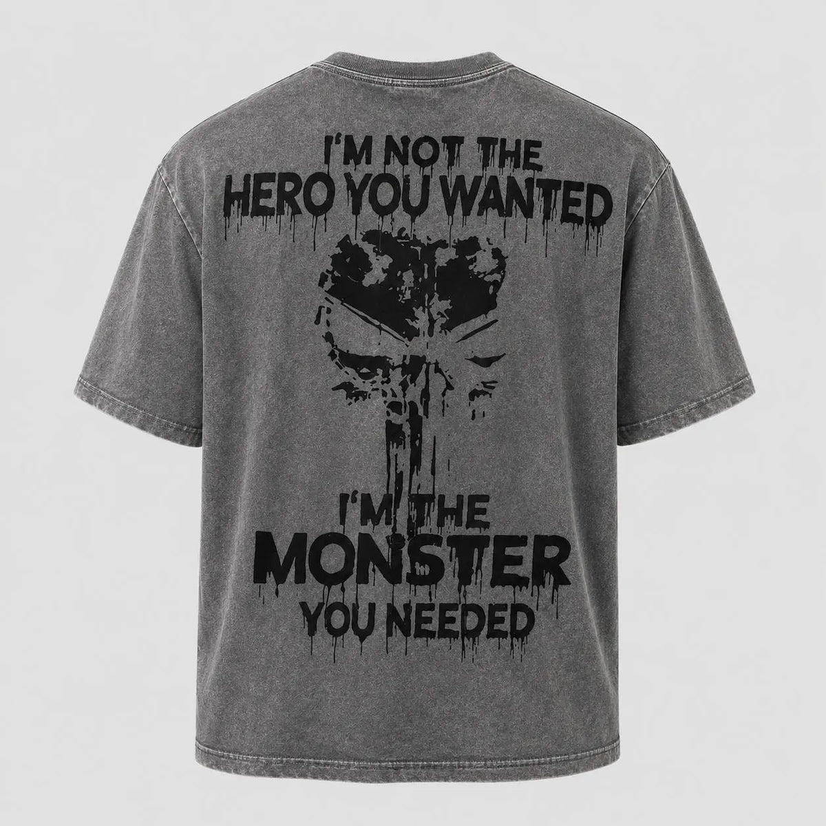 I'm Not The Hero You Wanted I'm The Monster You Needed Skull Print Men's T-Shirt,Regular,Grunge - View 12