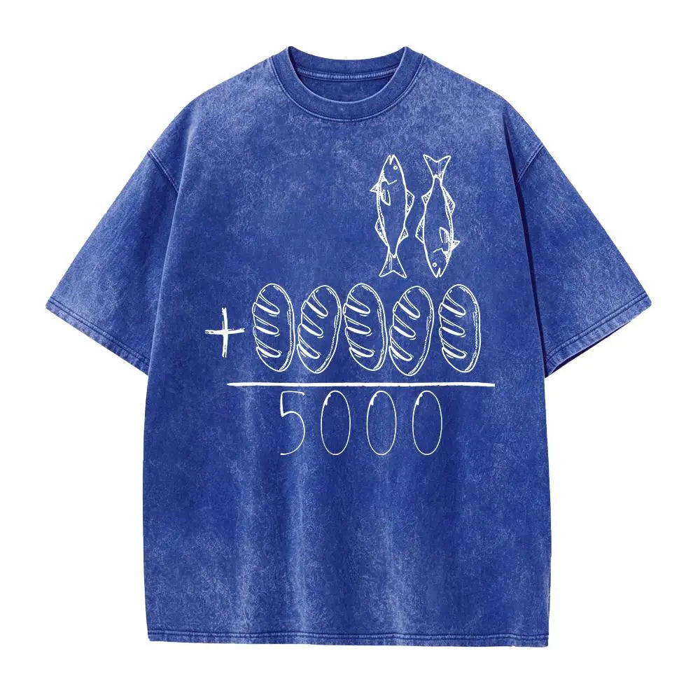 2 Fishes 5 Breads Jesus Feeds The 5000 Christian Bible Verses T-Shirt Knit Classic - View 13