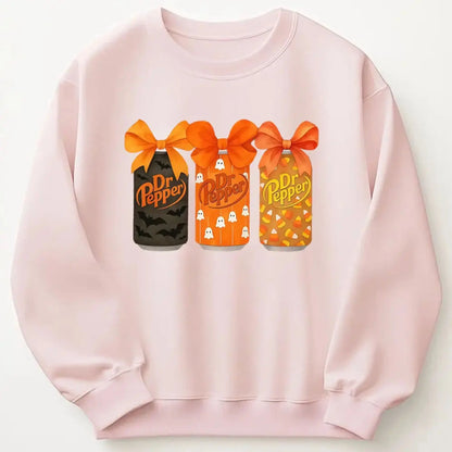Dr Pepper Halloween Sweatshirt Spooky Soda Graphic Crewneck Women's Unisex Soft 100% Cotton Cozy Pullover for All Seasons - View 2