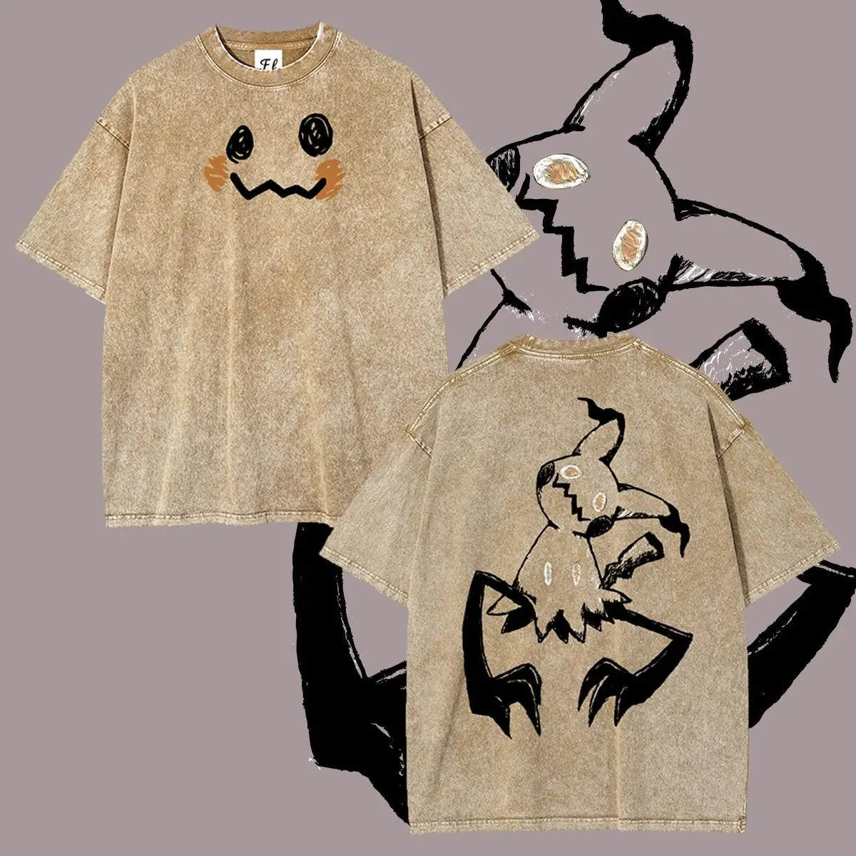 Men's Vintage Pocket Monsters Oversized Funny Graphic Tee - Washed Cotton, Short-Sleeve, Whimsical Streetwear Shirt, Summer Casual Top, Gift for Boyfriends - View 11