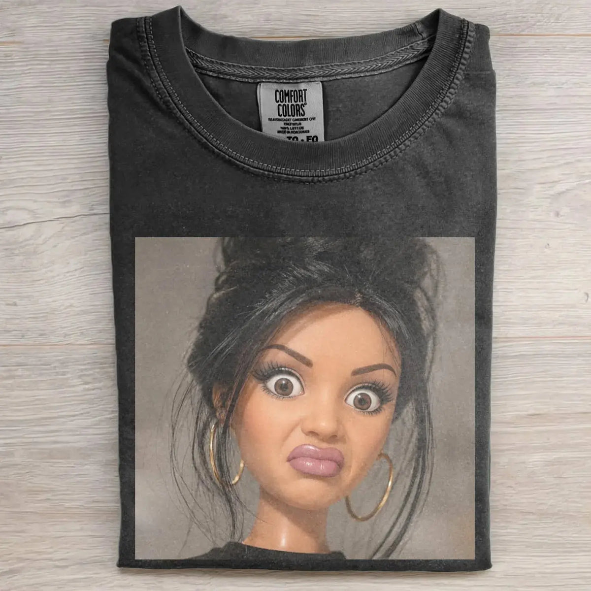 Women's Stank Face Doll Girl Meme Graphic T-Shirt - Unisex Short-Sleeve Round Neck Vintage Baggy Streetwear Top, Funny Meme Apparel for Summer, Shortsleeve - View 1
