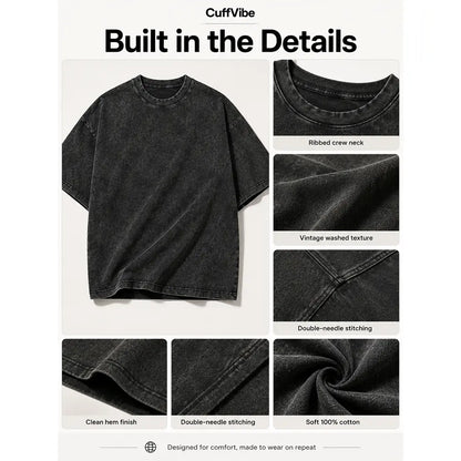 Men's 230g Soft Quilted Vintage Brand T-Shirt - Washable Cat Quarrel Moment Print, Summer Tops, Layer-Friendly, Cargo-Inspired Vibe, Shade-Ready, Holiday & Father's Day Gift - View 5