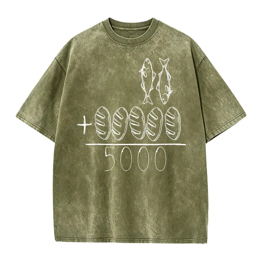 2 Fishes 5 Breads Jesus Feeds The 5000 Christian Bible Verses T-Shirt Knit Classic - View 12