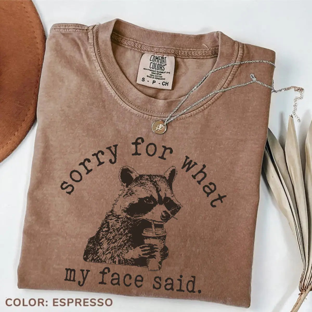 Comfort Colors Sorry For What My Face Said T-Shirt, Sarcastic Raccoon Tee, Funny Animal Graphic T-shirt, Trending Sarcasm Quote Tee, Raccoon Humor T-Shirt - View 3