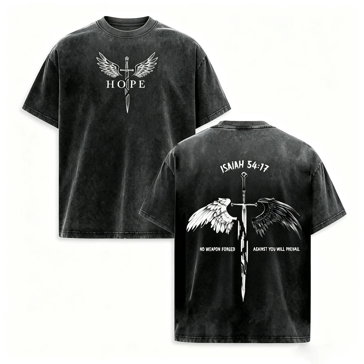 Men's Pure Cotton Christian Clothing - Faith Print, Bible Verse, Angel Wings Faith Message, Short-Sleeve T-Shirt, Casual Classic Cut, Free Arm Movement, Chinese New Year Theme - View 1