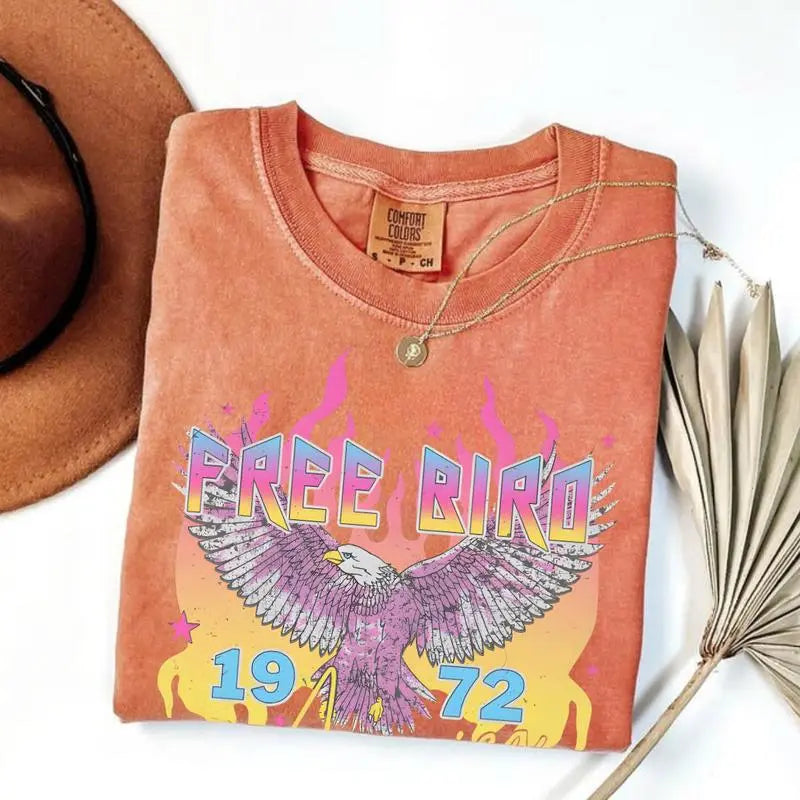 Comfort Colors Free Bird Shirt , Old School Band T-shirt, America 250th Anniversary Shirt, Patriotic USA Flag Tee, 4th of July Independence Day Gift, Retro Music Shirt, Rock Band Tee, Oversized Trendy Shirts for Women - View 6