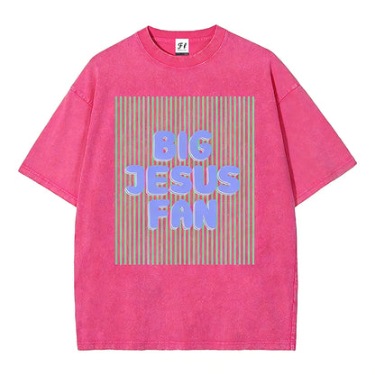 Unisex Big Jesus Fan Unisex Washed T-Shirt Plus Size Shirt Cotton Streetwear Breathable Fabric - View 15