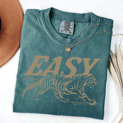 Comfort Colors Easy Tiger T-shirt - Casual Crew Neck, 4th of July Shirt, Long Sleeve, Graphic Design, Available in Multiple Colors, Suitable for Men & Women - Top - View 20