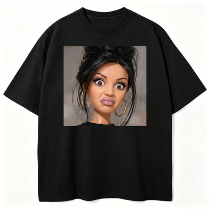 Women's Stank Face Doll Girl Meme Graphic T-Shirt - Unisex Short-Sleeve Round Neck Vintage Baggy Streetwear Top, Funny Meme Apparel for Summer, Shortsleeve - View 5