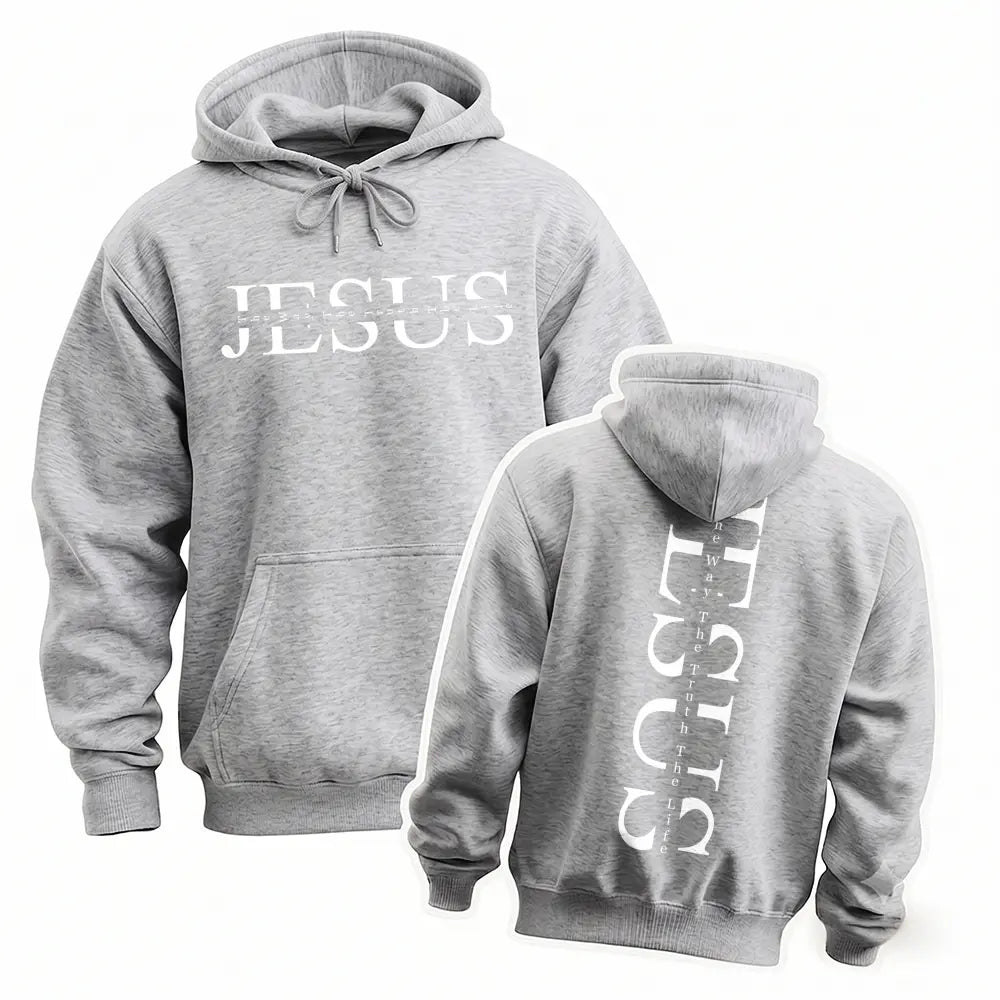Unisex Jesus Graphic Print Oversized Hoodie Sweatshirt, Casual Long Sleeve Pullover Hooded Top, Loose Fit Religious Faith Inspired American Streetwear Hoodie for Daily Wear, Travel, Outdoor Activities and Fall Winter Fashion - View 5