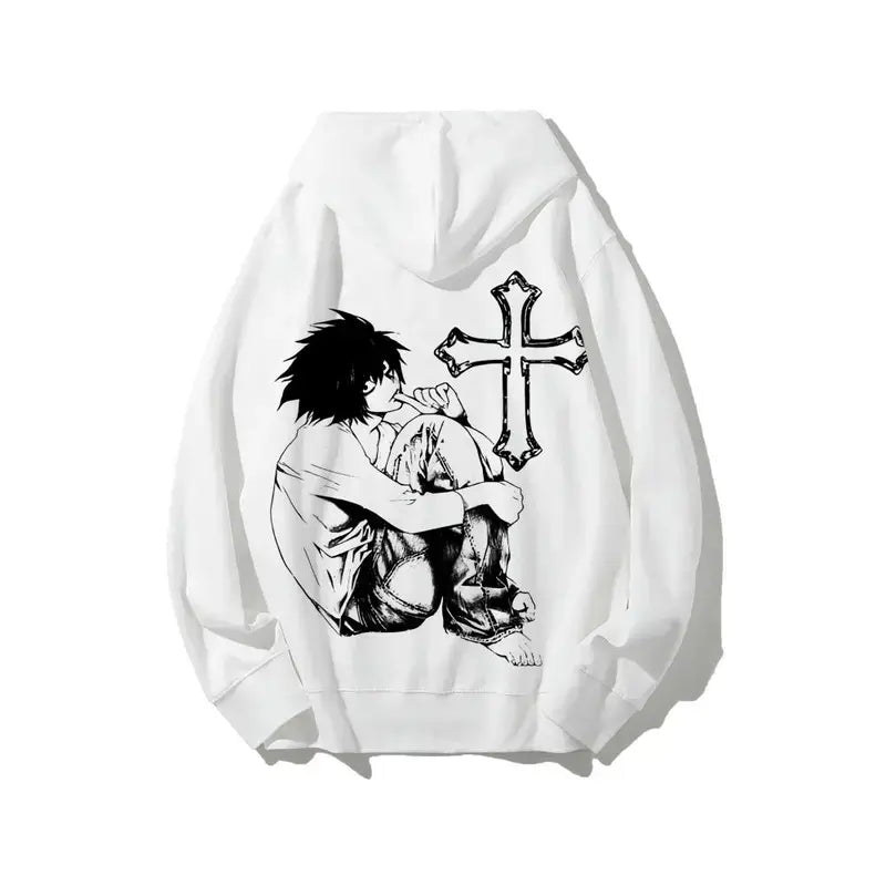 Unisex Misa Vintage Graphic Hoodie - Death Note L Anime Casual Stylish Sweatshirt, Anime Addicts Couple Gift Menswear Womenswear Streetwear Top - View 1