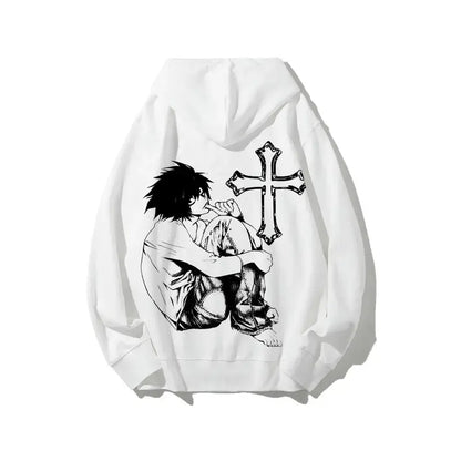 Unisex Misa Vintage Graphic Hoodie - Death Note L Anime Casual Stylish Sweatshirt, Anime Addicts Couple Gift Menswear Womenswear Streetwear Top - View 1