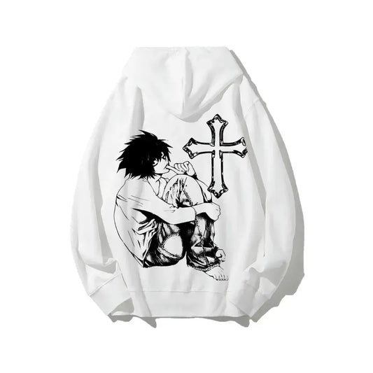 Unisex Misa Vintage Graphic Hoodie - Death Note L Anime Casual Stylish Sweatshirt, Anime Addicts Couple Gift Menswear Womenswear Streetwear Top - View 1