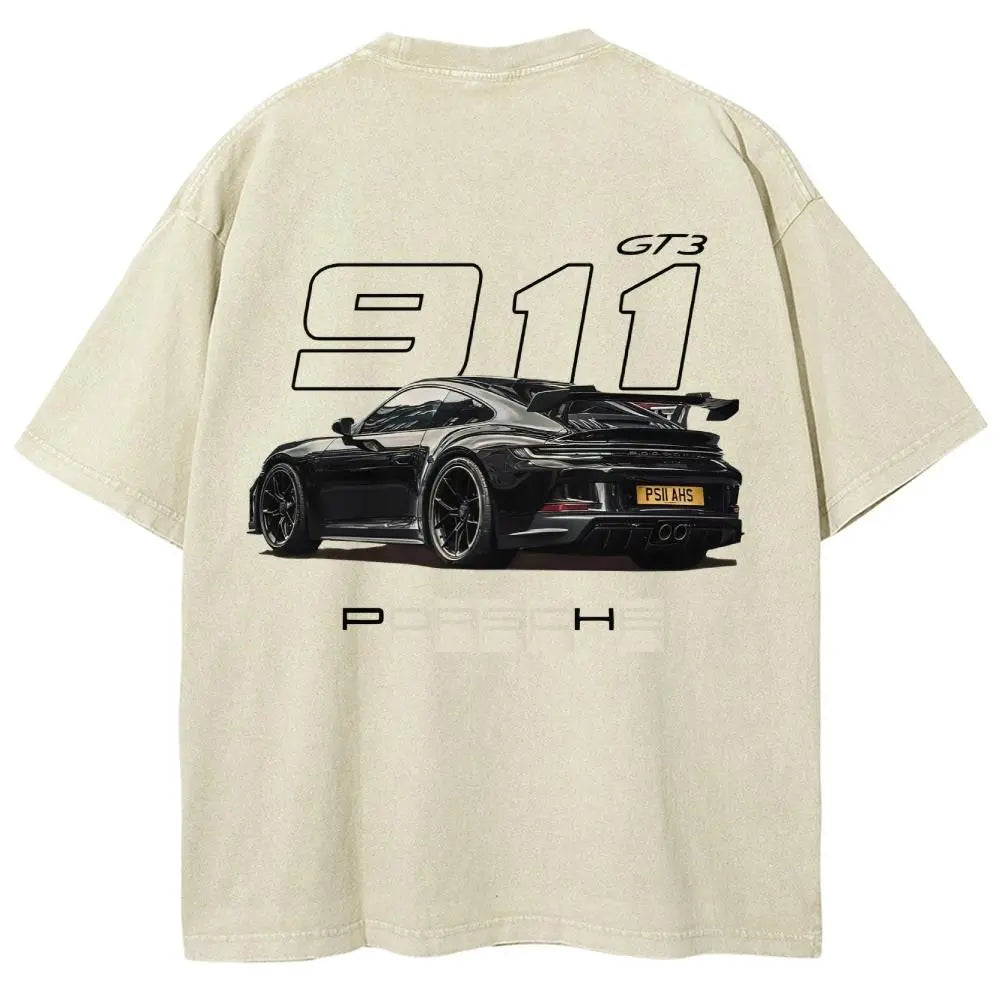 Men's 911 GT3 Racing Good Graphic Tees - Super Soft Washed Cotton Fashion Streetwear Round Neck Casual Top, Boyfriend Birthday Gift, Cool Guys Gifts, Gifts For Boyfriend, Cool Gifts For Guys - View 1