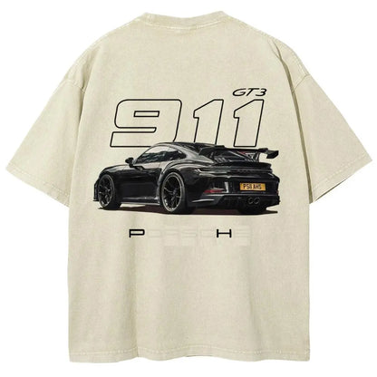 Men's 911 GT3 Racing Good Graphic Tees - Super Soft Washed Cotton Fashion Streetwear Round Neck Casual Top, Boyfriend Birthday Gift, Cool Guys Gifts, Gifts For Boyfriend, Cool Gifts For Guys - View 1