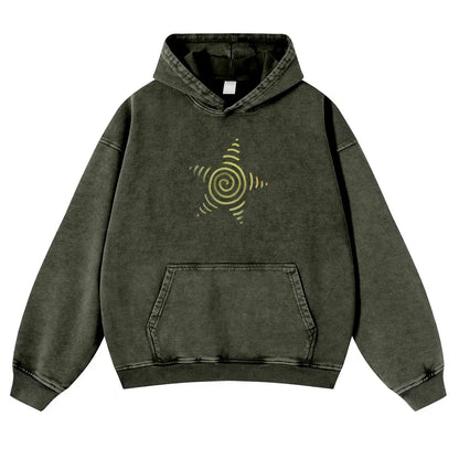 Men's Vintage Washed Oversized Long Sleeve Hoodie - Thick Cotton Blend Psychedelic Beetle Graphic Pullover, Plus Size Vintage Casual Streetwear Clothing for Jeans Pairing - View 9
