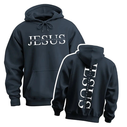 Unisex Jesus Graphic Print Oversized Hoodie Sweatshirt, Casual Long Sleeve Pullover Hooded Top, Loose Fit Religious Faith Inspired American Streetwear Hoodie for Daily Wear, Travel, Outdoor Activities and Fall Winter Fashion - View 2