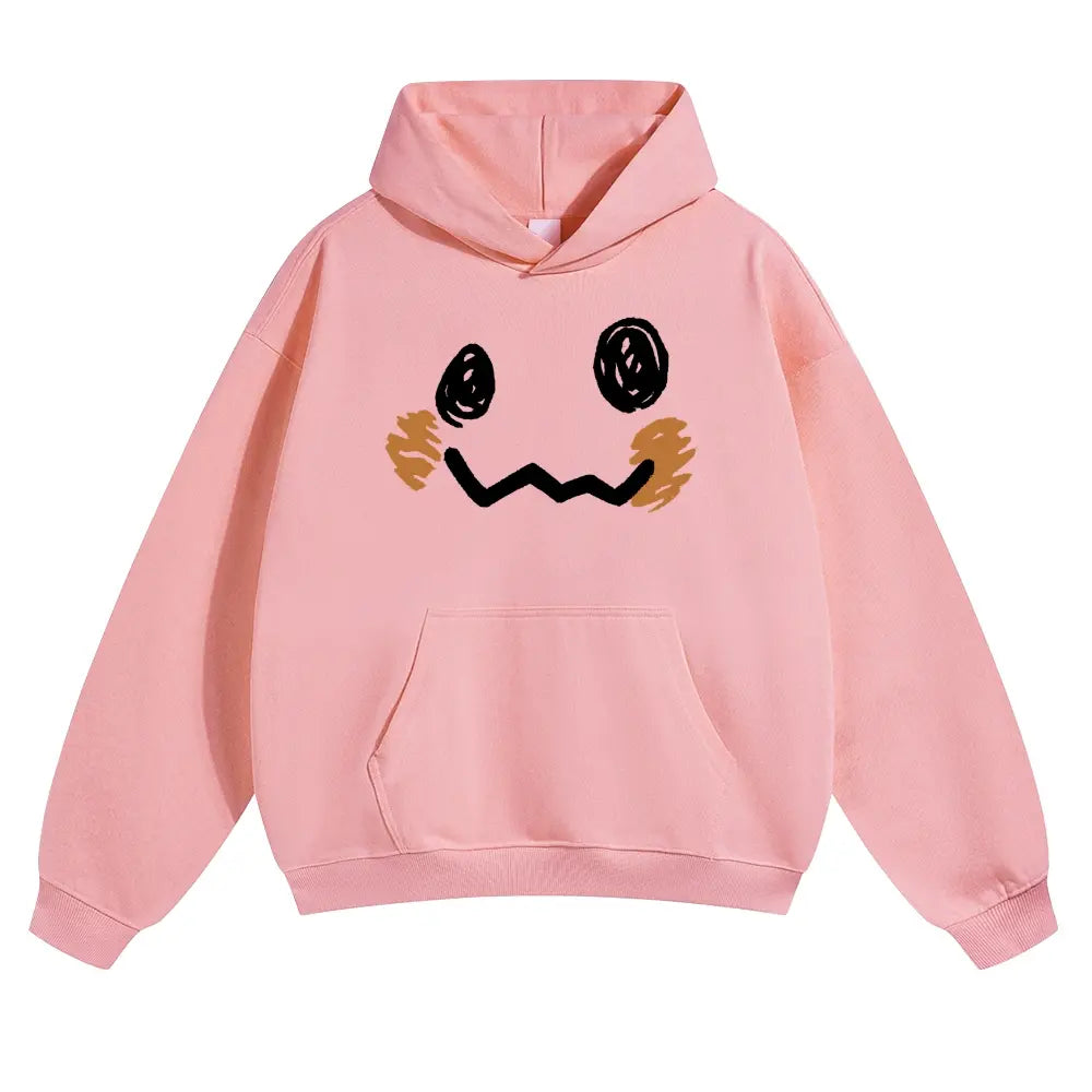 Unisex Dark cute ghost style playful smiling face Graphic hoodie Personalized Pattern Y2k Clothing Round Neck hoodie,Women's Clothing, Menswear, Top, Vintage Style,Summer Casual Oversized - View 4