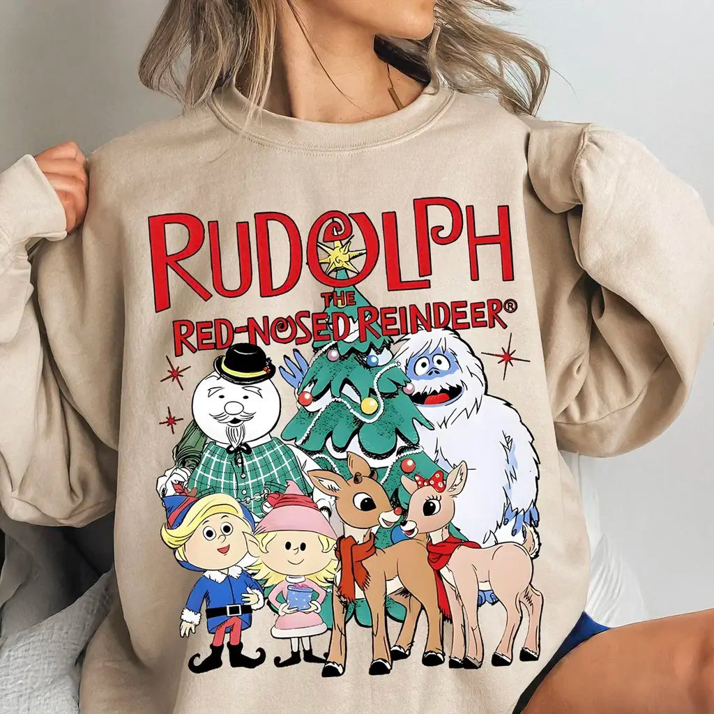Rudolph The Red Nosed Reindeer Christmas Sweatshirt, Rudolph Xmas Sweatshirt, Rudolph Christmas Shirt, Vintage Christmas Movie Shirt - View 1