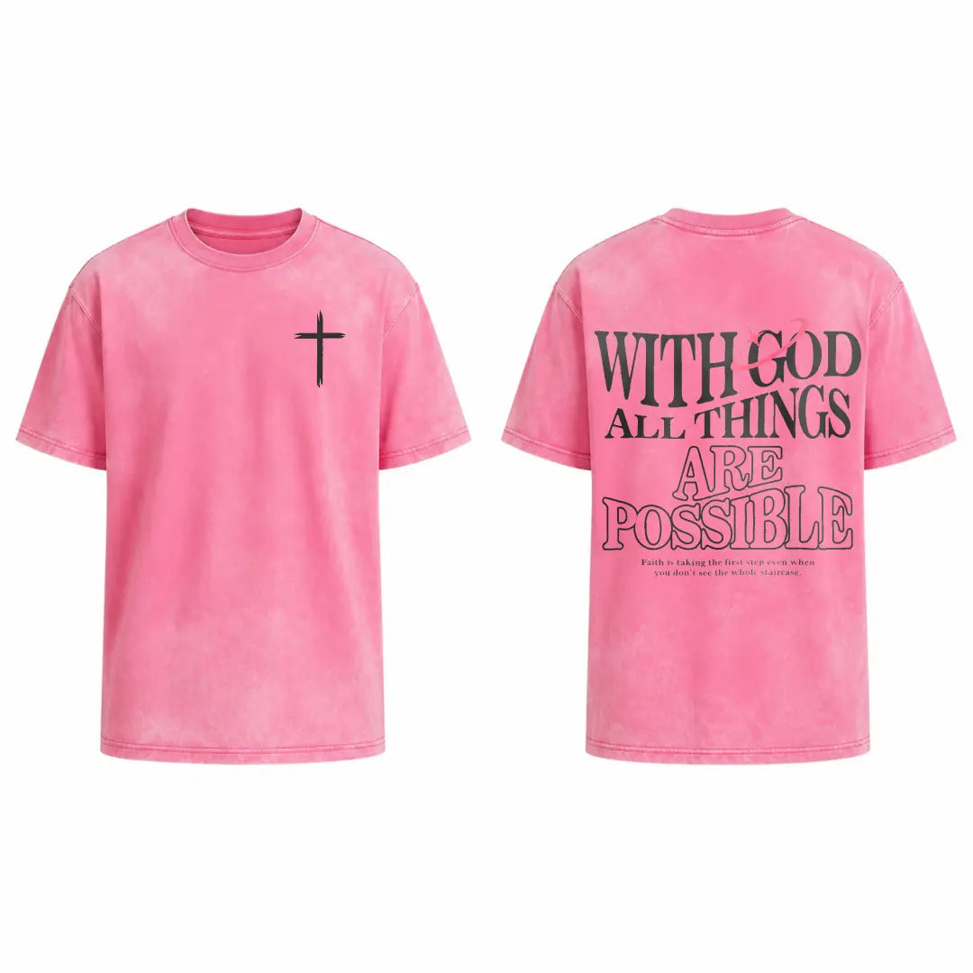 Men's T-shirt 'With God All Things Are Possible' Matthew 26:41 Loose Fit Black with White Lettering Casual Attire High-Quality Fabric for Summer,excellent gifts for Christmas and new year - View 8