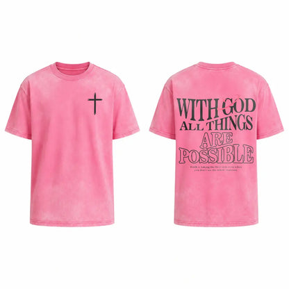 Men's T-shirt 'With God All Things Are Possible' Matthew 26:41 Loose Fit Black with White Lettering Casual Attire High-Quality Fabric for Summer,excellent gifts for Christmas and new year - View 8