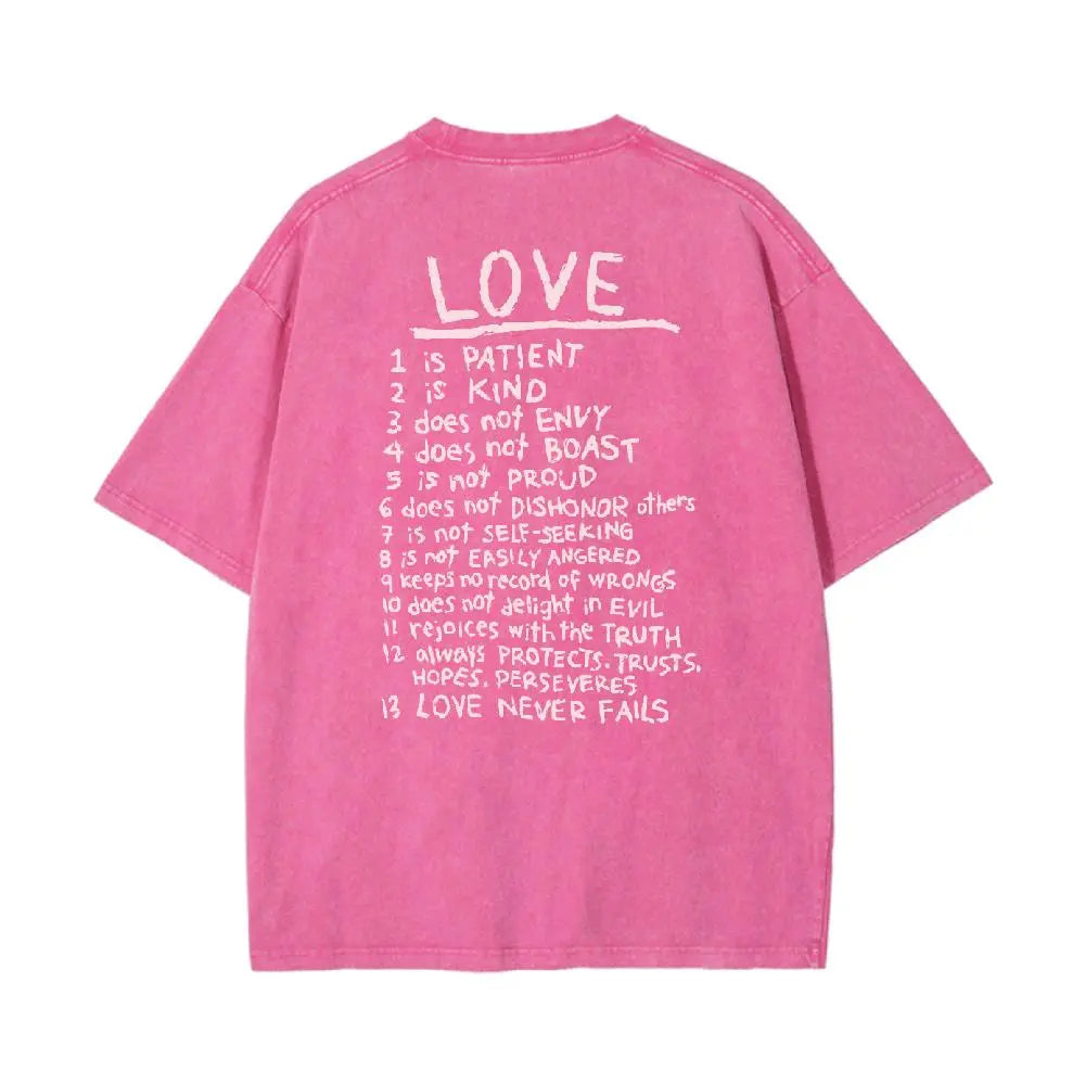 Women's Unisex Fit Round Neck Christian "Love Like Jesus" Hot Stamping Love Message Print Washed Cotton T-Shirt - Casual Fashion Apparel, Lightweight Breathable Short Sleeve Daily Wear Top - View 5