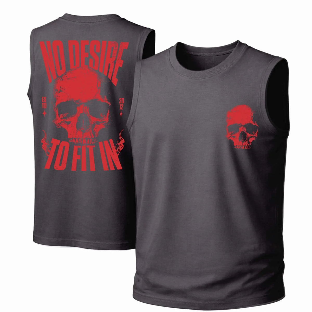 Men's Cotton Sleeveless Tank Top -No Desire To Fit In Skull Printed Style. This Is A Casual Item Suitable For Both Men And Women, Especially Perfect For Spring And Summer; The Cool Print And Classic Crew Neck Cut - View 10
