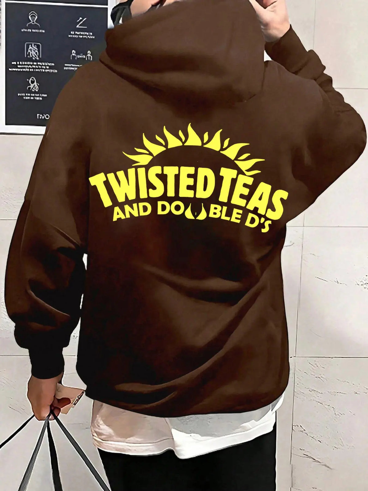 Unisex Letter Print Drop Shoulder Longsleeves Drawstring Hoodie Pullover, Loose Casual Punk Long Sleeve Hooded Sweatshirt for Fall & Winter, Men's Clothes for Daily Wear, Mens Clothing, Vintage Clothing, Graphic Sweatshirt, Printed Hoodies - View 7