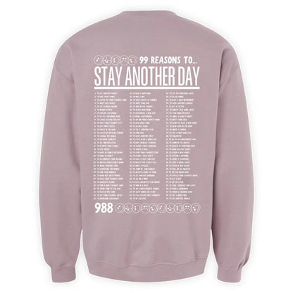 Stay Another Day Unisex Casual Cozy Sweatshirt - 99 Reasons Graphic Print Mental Health Awareness Pullover, Long Sleeve Crewneck, Unisex Fit for Easy Styling, Plus Size Clothes (SM-5X), Classic Menswear, Hoodie Styles - View 14