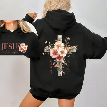 Jesus is the Light Floral Christian Shirt Motivational Quotes sweatshirt Bible Verse Floral Religious His Grace is Enough Religious Shirt, Bible Verses, Religion T - View 1