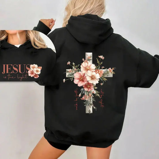 Jesus is the Light Floral Christian Shirt Motivational Quotes sweatshirt Bible Verse Floral Religious His Grace is Enough Religious Shirt, Bible Verses, Religion T - View 1