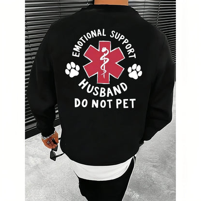 Menswear Cotton Classic Casual T-Shirt, Emotional Support Husband Shirt with Funny Do Not Pet Medical Symbol, Spouse Gift for Husband/Boyfriend, Short-Sleeve Crew Neck Top - View 10