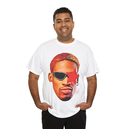 Rodman-Inspired Vintage Graphic T-Shirt - Heavy Cotton Short-Sleeve Round Neck, 90s Basketball Streetwear, Hiphop Retro Sports Fan Top for Jordan/Iverson Fans, Comfy Casual Menswear Good Graphic Tees - View 9