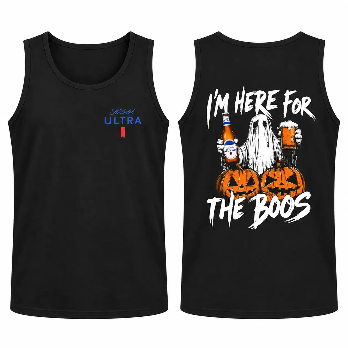 Men's 230gsm Heavyweight Pure Cotton Casual Streetwear Graphic Tee - Vintage Washed Ghost Double-Print Short-Sleeve Round Neck, Unisex Halloween Top, Black Men's Graphic Tees - View 22