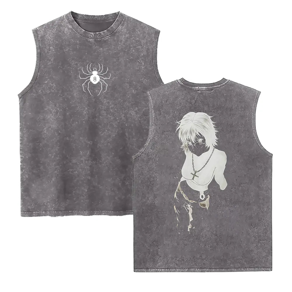 Men's Hunter X Hunter Shizuku Graphic T-Shirt - 100% Heavyweight Cotton, Vintage Washed, Ribbed Elastic Knit, Short-Sleeve, Loose Baggy Fit, Casual Anime Merchandise, Round Neck Graphic Shirt, Size L - View 8