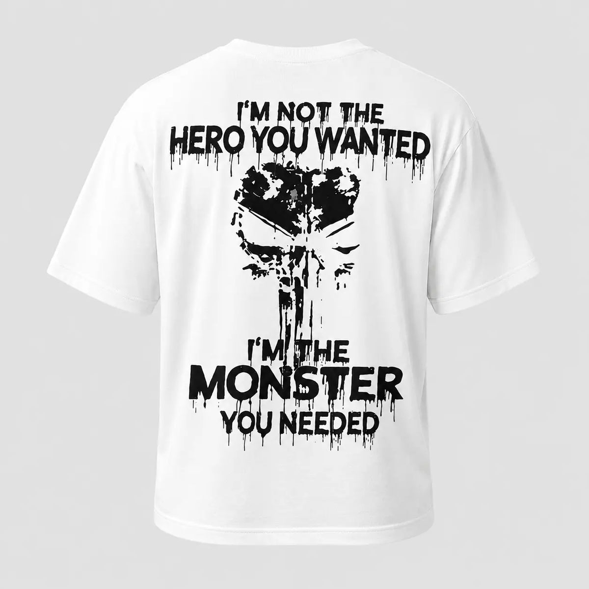 I'm Not The Hero You Wanted I'm The Monster You Needed Skull Print Men's T-Shirt,Regular,Grunge - View 2