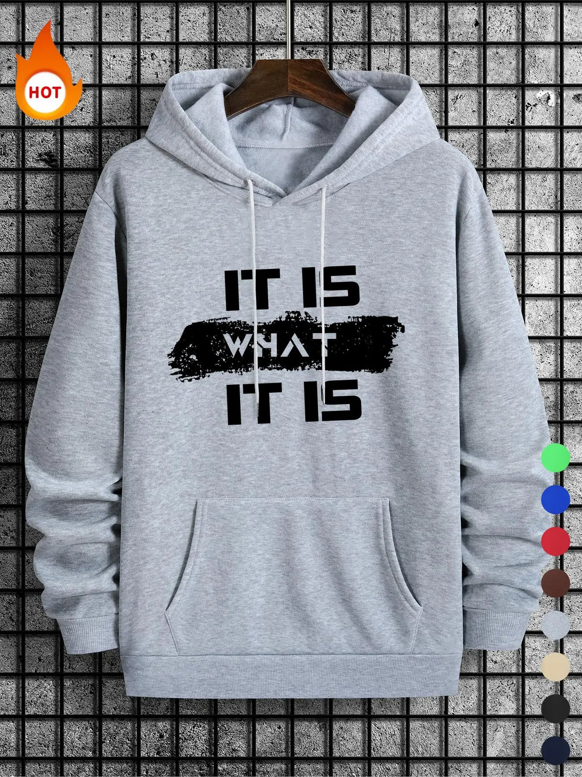 Men's Regular Fit Letter Print Drawstring Hoodie, Casual Pocket Hooded Sweatshirt for Fall & Winter, Men's Top for Daily Wear - View 2