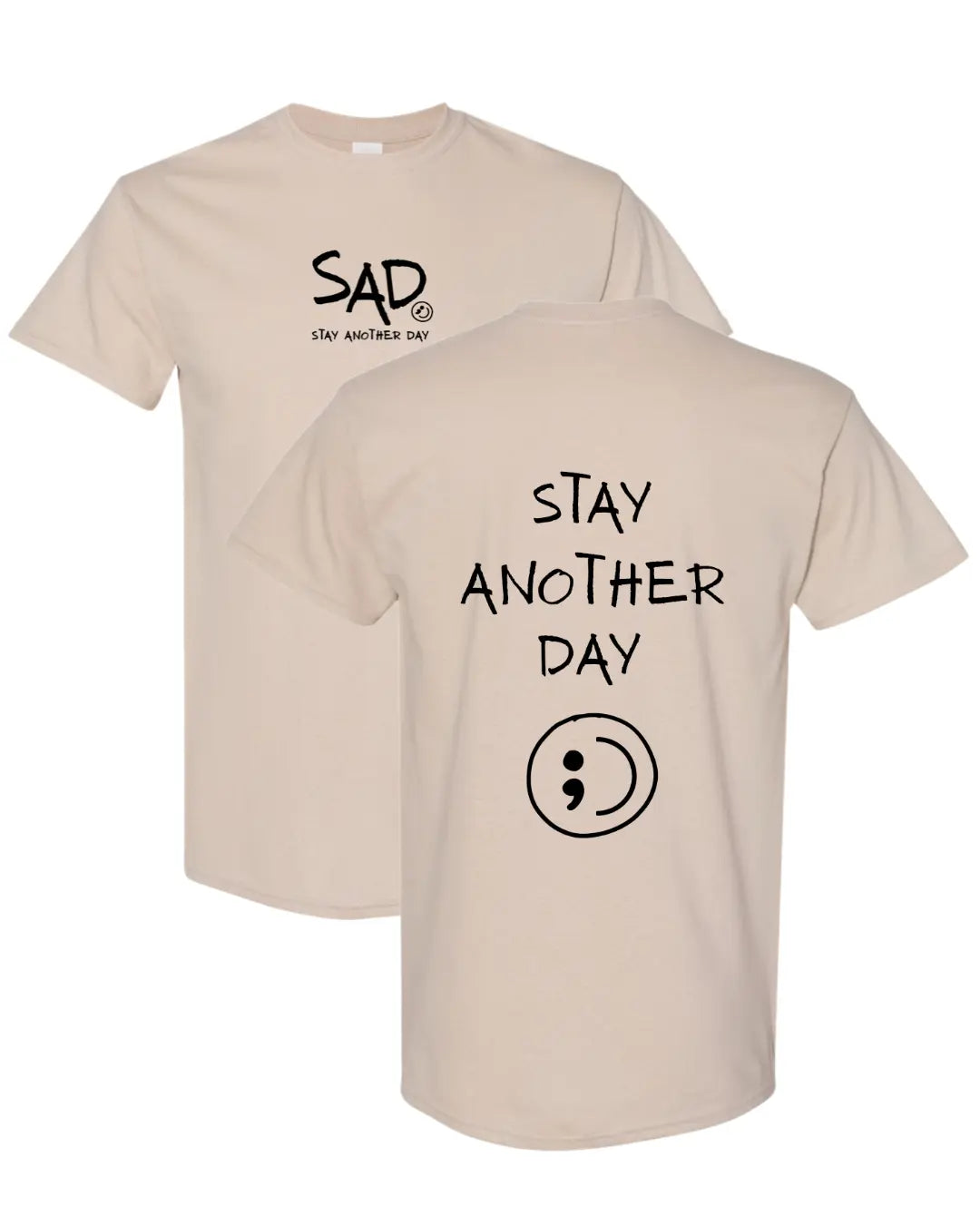 Stay Another Day Men's Cotton Graphic T-Shirt - Short-Sleeve, Loose Fit, Round Neck Crewneck, Minimalist Casual Positivity Graphic Mental Health Awareness Menswear Top, Tshirt - View 6