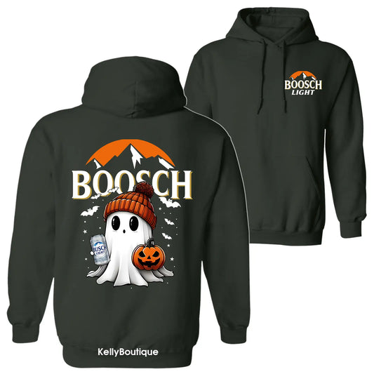 Halloween Boosch Cute Boo Boo Ghost Pumpkin Hoodie, Trendy Halloween Costume Spooky Season 2 Sided Graphic Design Unisex Cotton Pullover Hoodie for Women for Men Womenswear Menswear - View 1