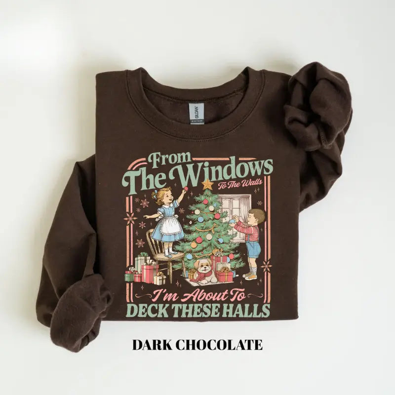 From The Windows To The Walls I'm About To Deck These Halls Sweatshirt, Funny Retro Christmas Sweater, Womens Holiday Party Shirt, Xmas Gift - View 5