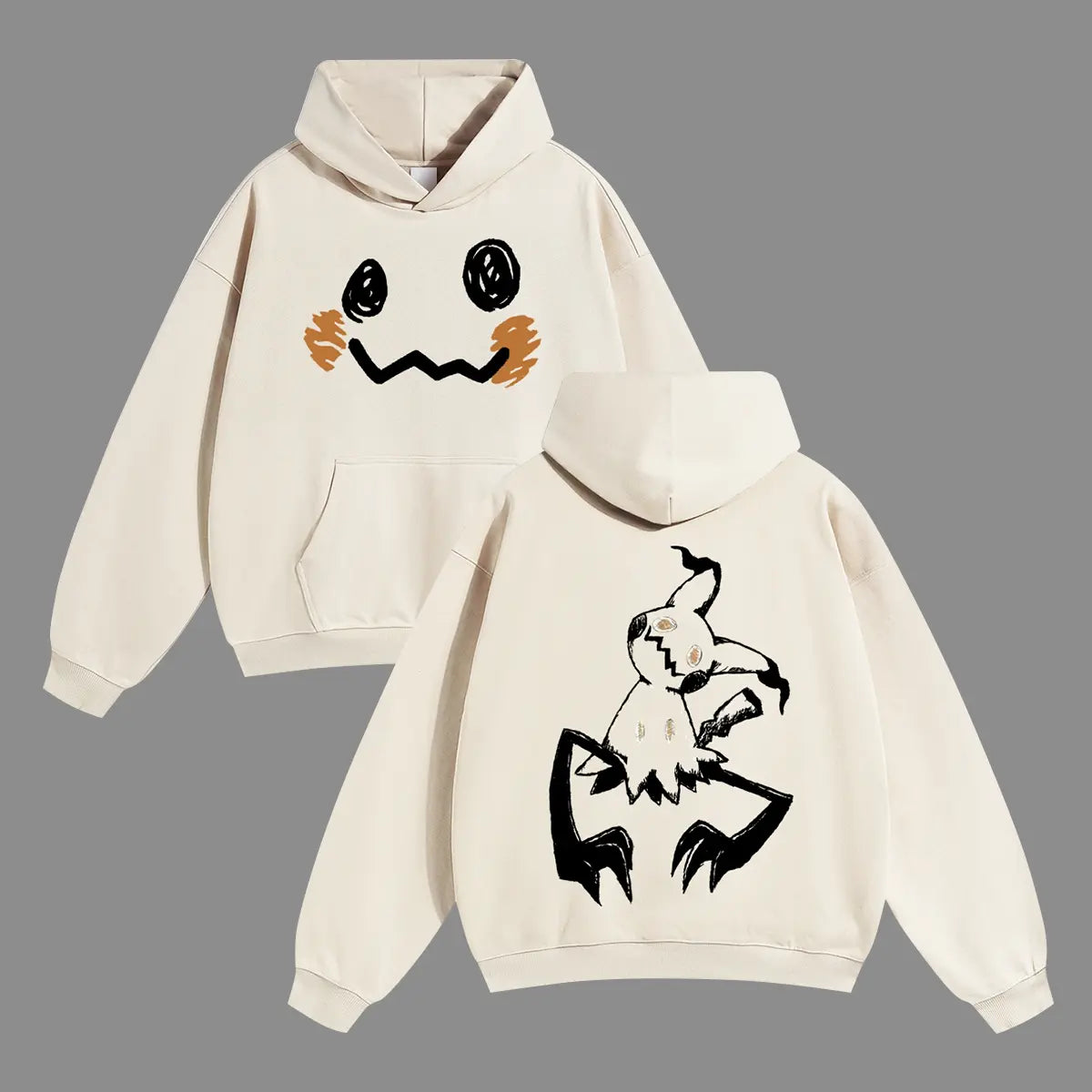 Unisex Dark cute ghost style playful smiling face Graphic hoodie Personalized Pattern Y2k Clothing Round Neck hoodie,Women's Clothing, Menswear, Top, Vintage Style,Summer Casual Oversized - View 2