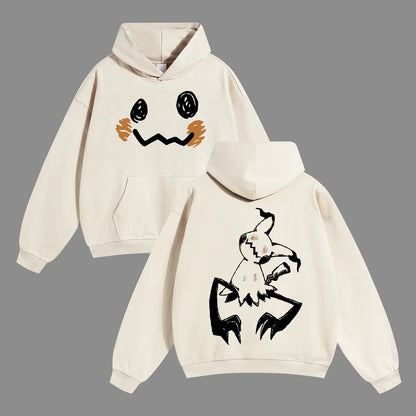 Unisex Dark cute ghost style playful smiling face Graphic hoodie Personalized Pattern Y2k Clothing Round Neck hoodie,Women's Clothing, Menswear, Top, Vintage Style,Summer Casual Oversized - View 2