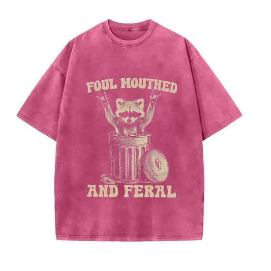 Foul Mouthed and Feral Raccoon Shirt, Funny Raccoon Comfort Tee, Feral Tshirts for Girls, Feral Mom Tops, Sarcastic T-shirt for Women - View 11