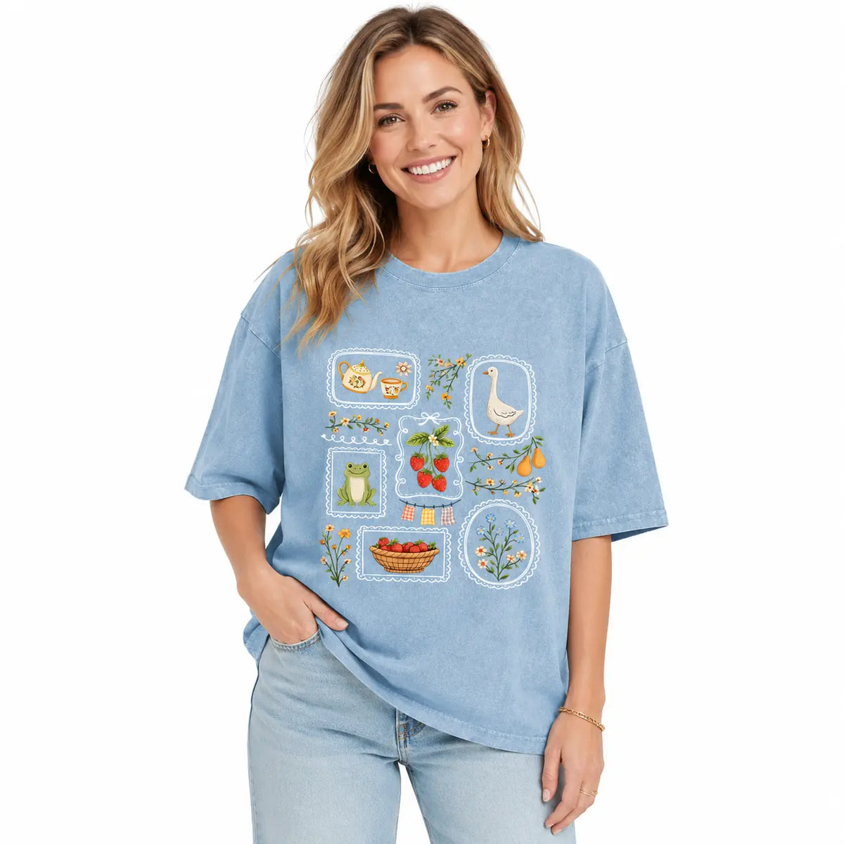 Holafish Women's Pure Cotton Graphic T-Shirt - Vintage Acid Wash Oversize Tee (S-5XL), Plus Size Casual Top with Retro Streetwear Attitude, Sport to Street Shirts for Women Back to School, Graphic Tees Women, Basic - View 2