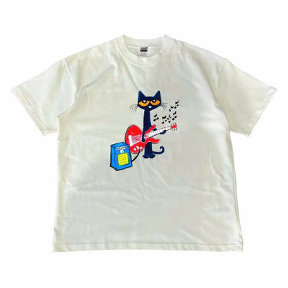 Pete the Cat Playing Guitar Shirt, Baby Tee Graphic Shirt - Menswear Top Tshirt Streetwear party's shirt - View 1
