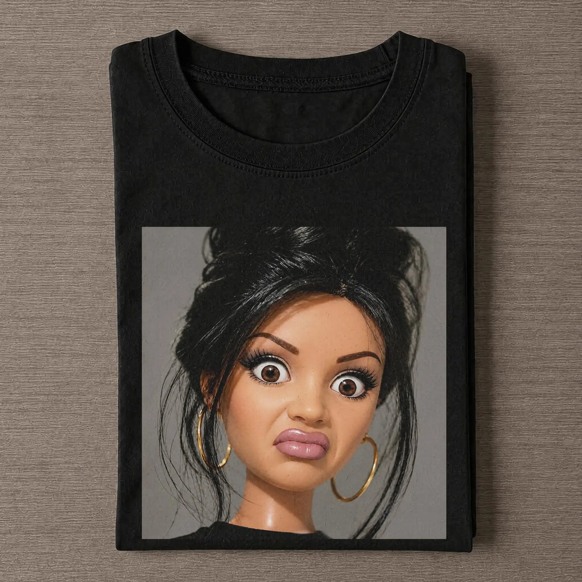 Women's Stank Face Doll Girl Meme Graphic T-Shirt - Unisex Short-Sleeve Round Neck Vintage Baggy Streetwear Top, Funny Meme Apparel for Summer, Shortsleeve - View 10