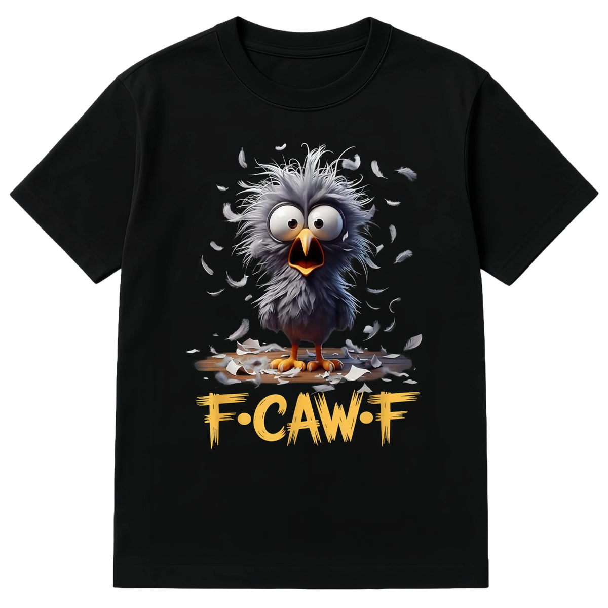 Women's Pure Cotton Graphic T-Shirt, Streetwear Top with Funny Comic Art Print, Comfortable Loose Fit Short Sleeve Tee for Everyday Wear, Piece, Fabric, Cartoon Humor, F-Caw-F, Shortsleeve, Casual, Clothes, Round Neck - View 1